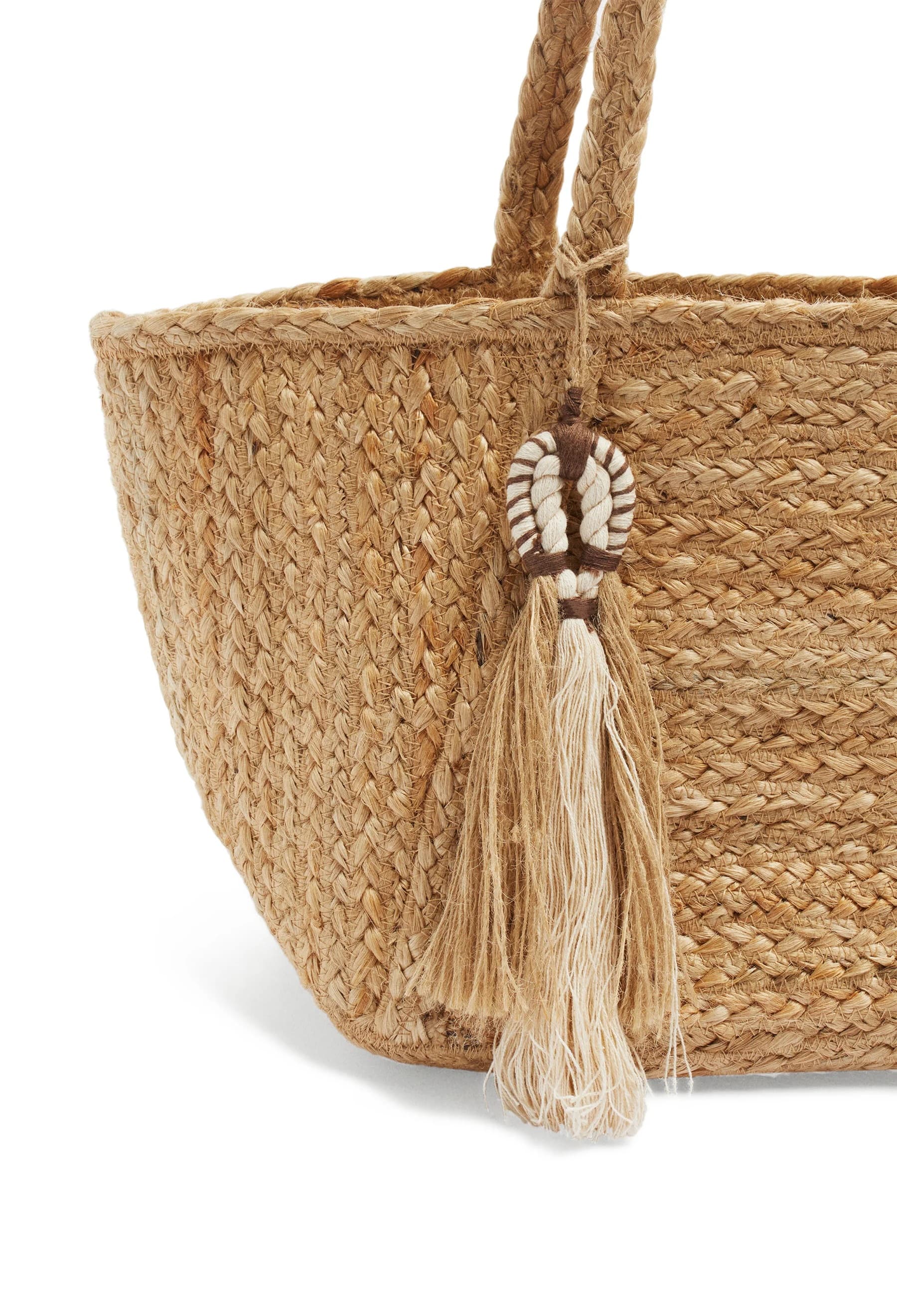JUTE BRAIDED TOTE BAG WITH TASSEL