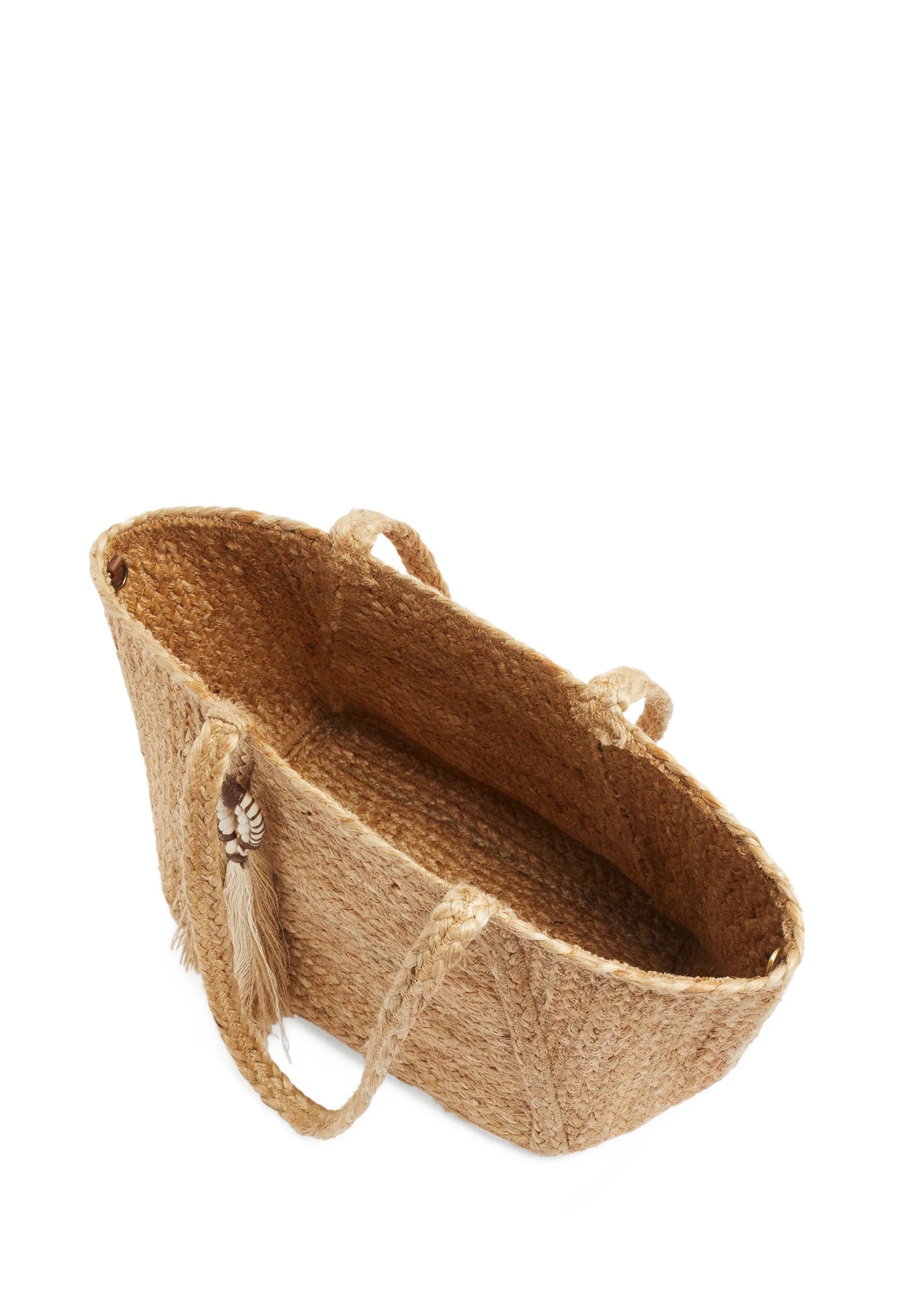 JUTE BRAIDED TOTE BAG WITH TASSEL