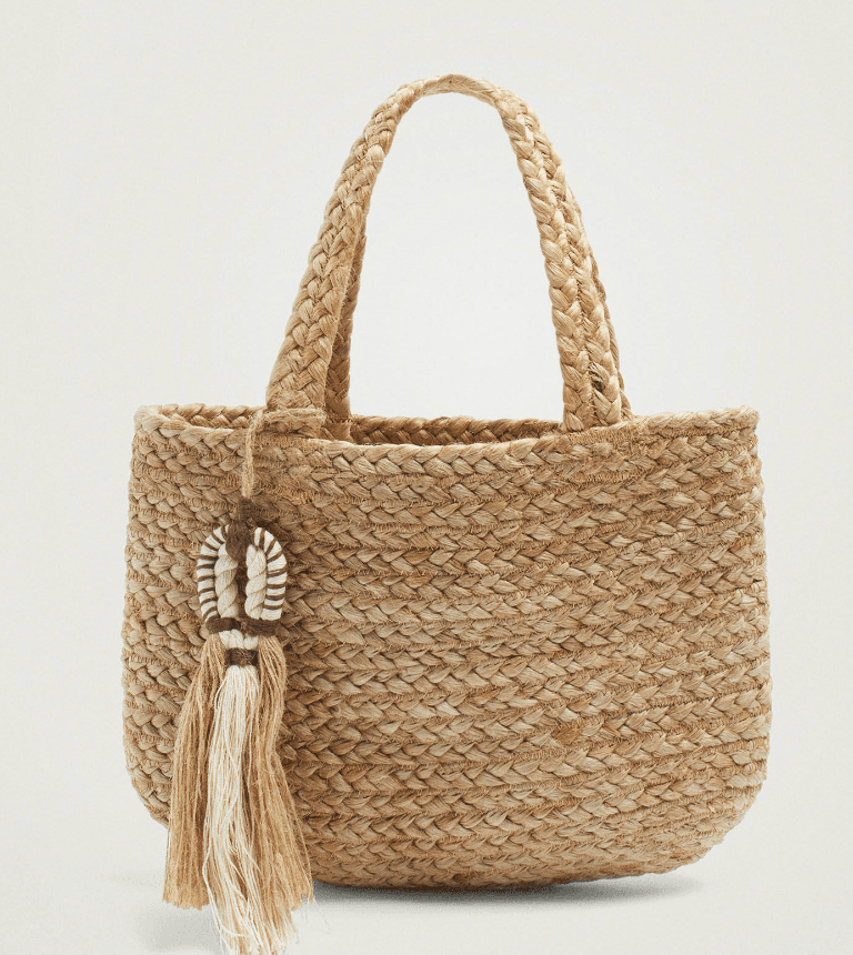JUTE BRAIDED HANDBAG WITH TASSEL