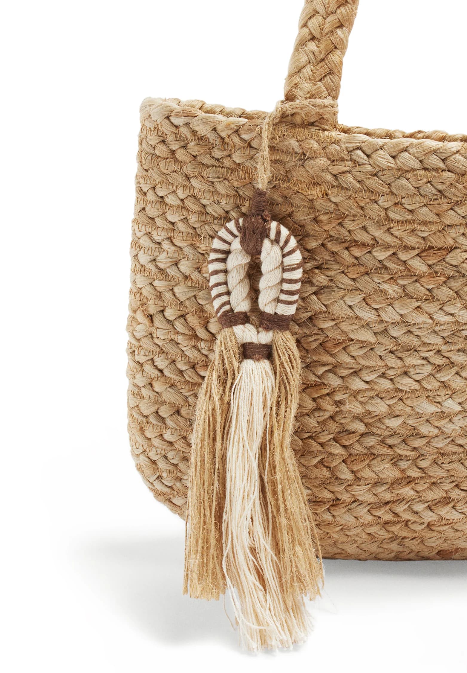 JUTE BRAIDED HANDBAG WITH TASSEL