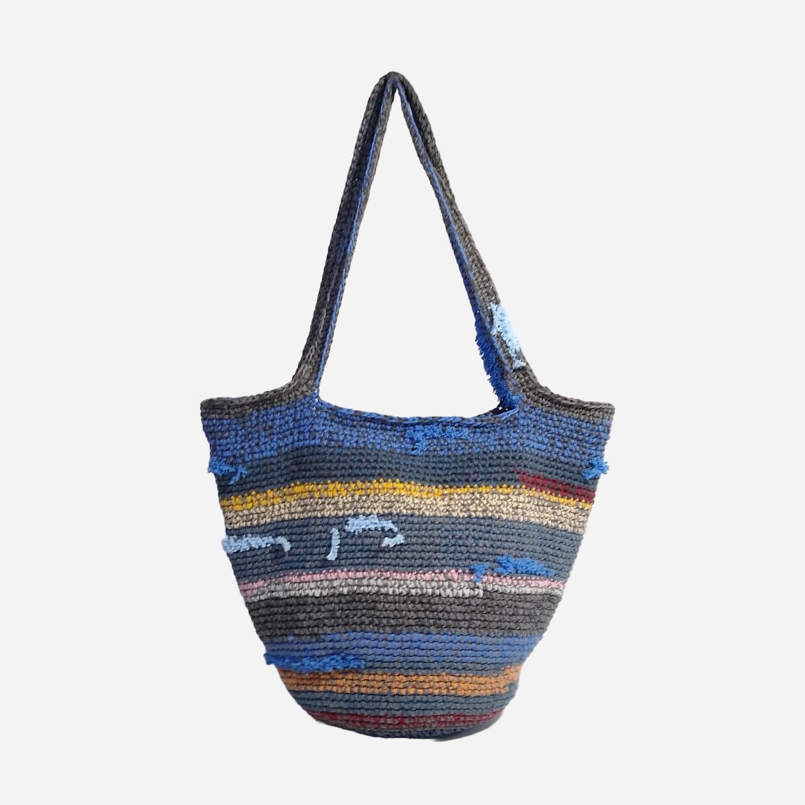 BLUE MULTI WOVEN TOTE BAG