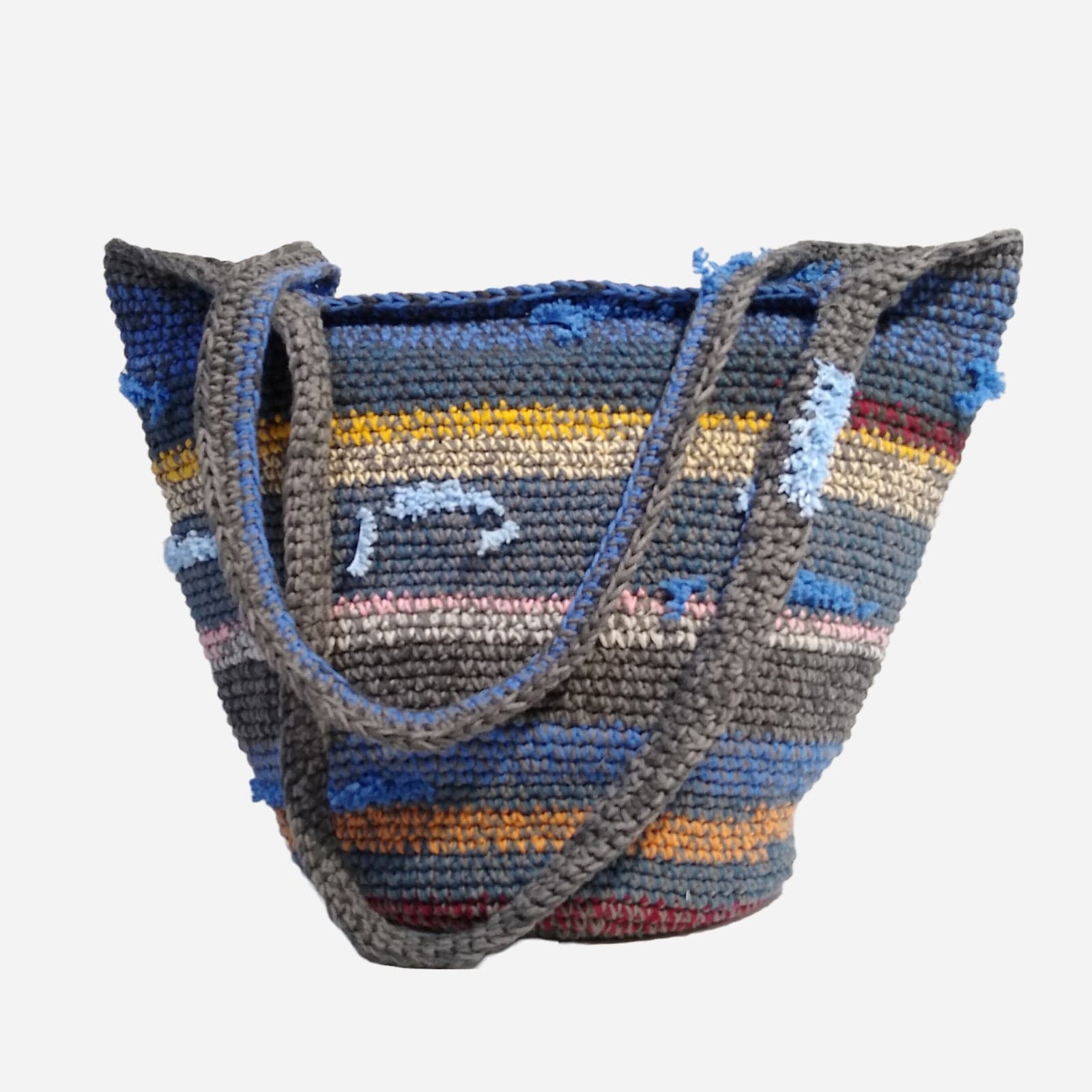 BLUE MULTI WOVEN TOTE BAG