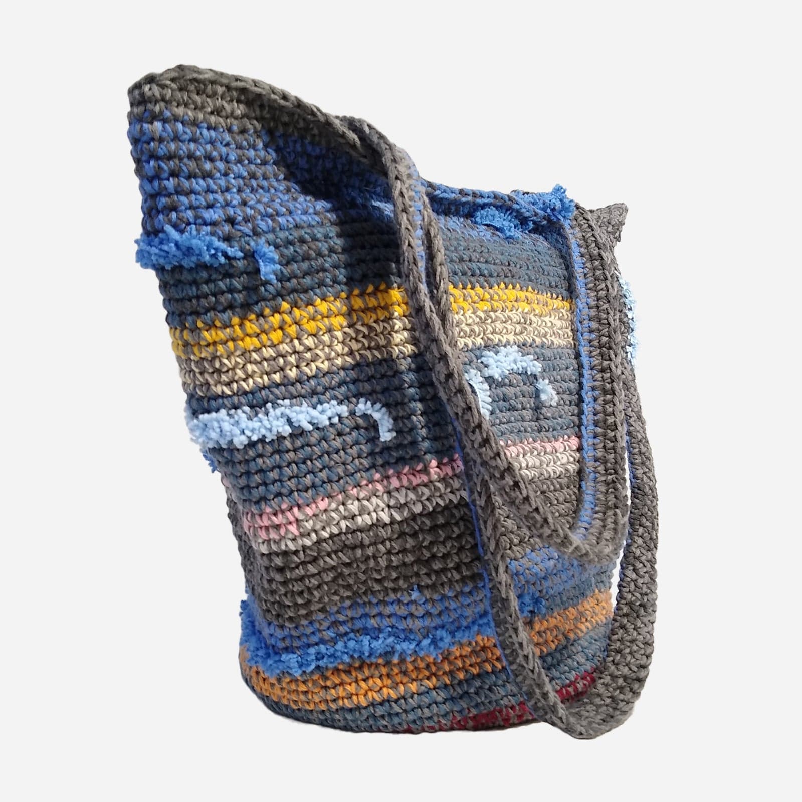 BLUE MULTI WOVEN TOTE BAG