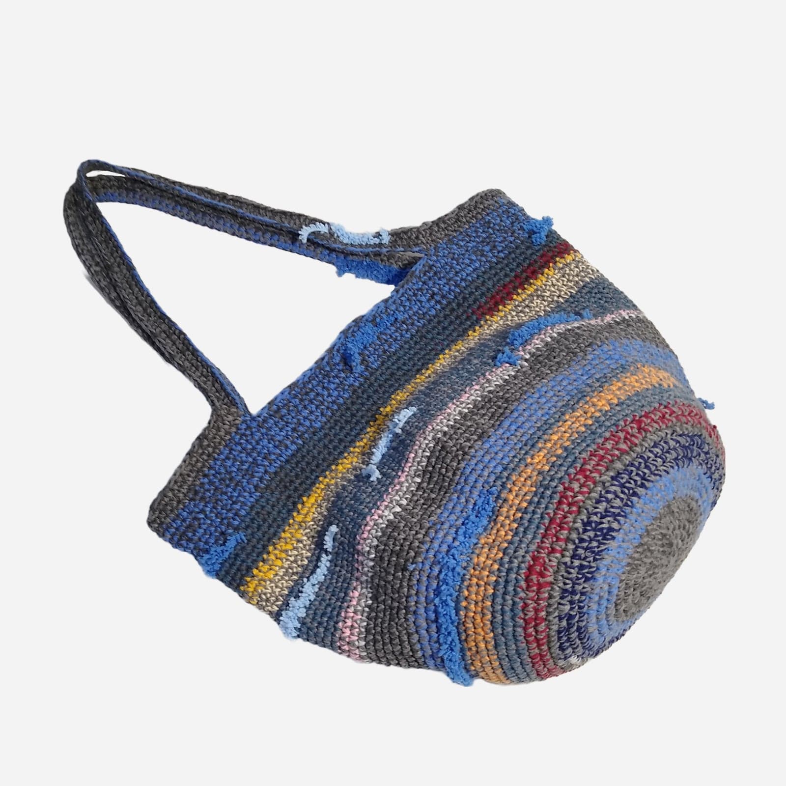 BLUE MULTI WOVEN TOTE BAG