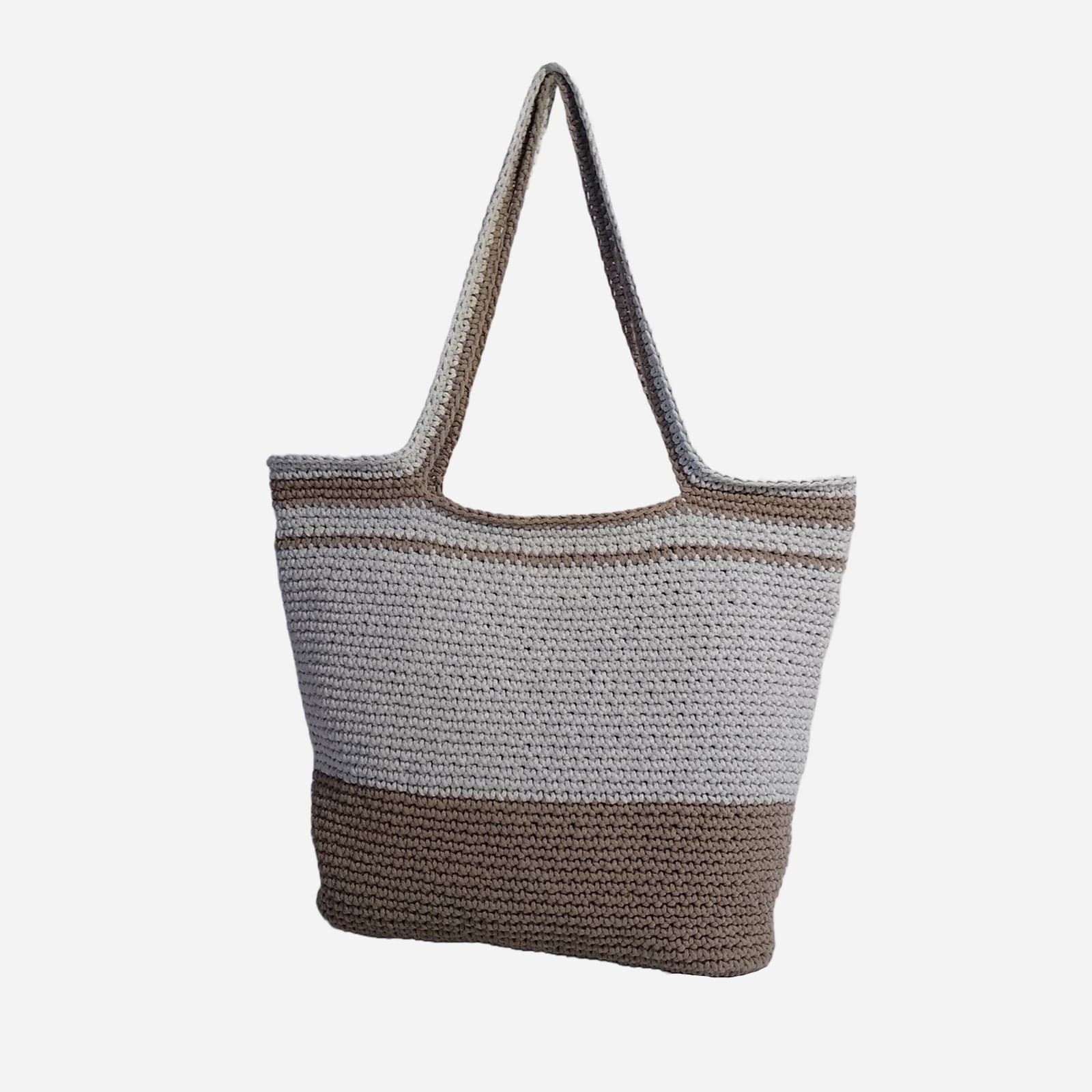 WHITE BROWN WOVEN TOTE BAG