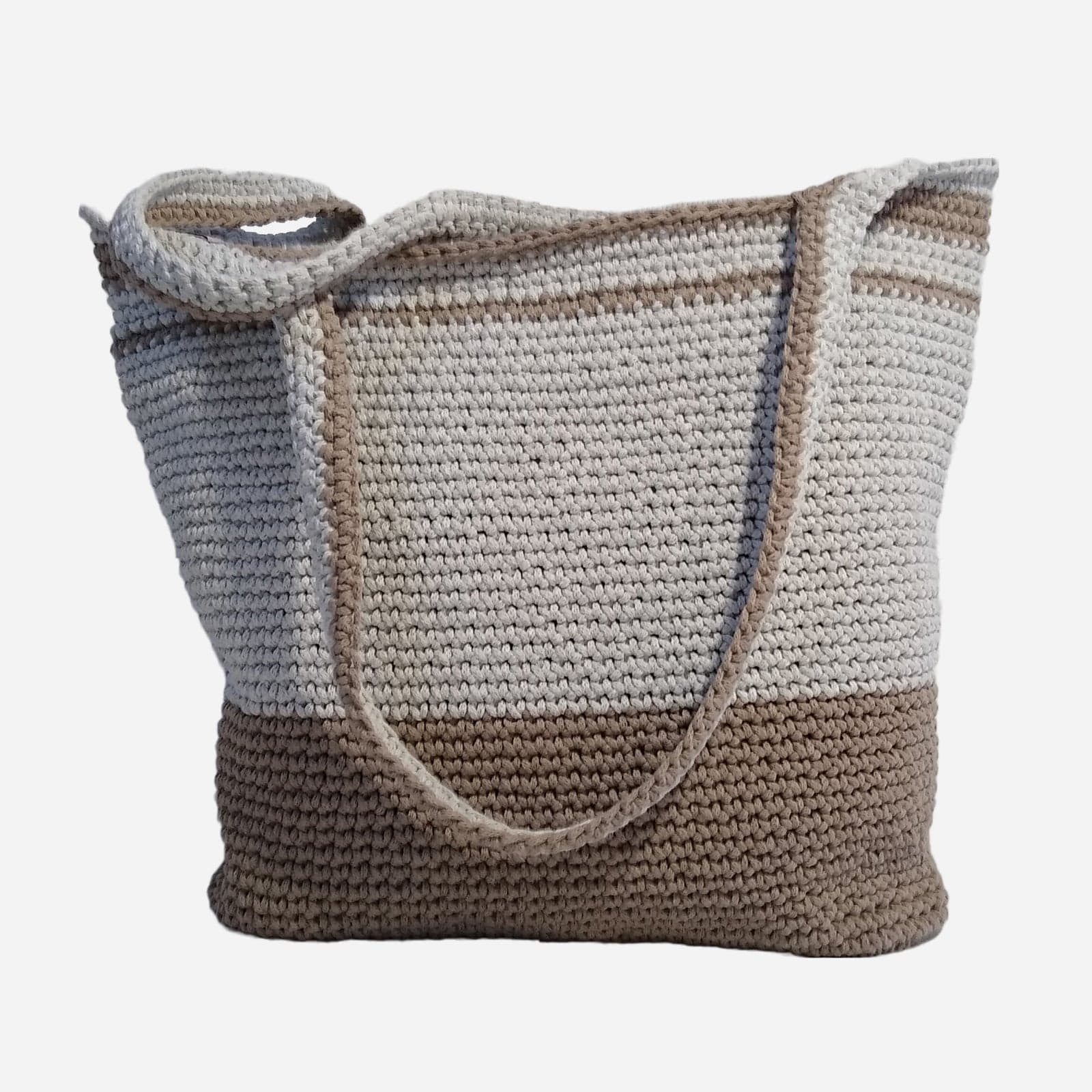 WHITE BROWN WOVEN TOTE BAG