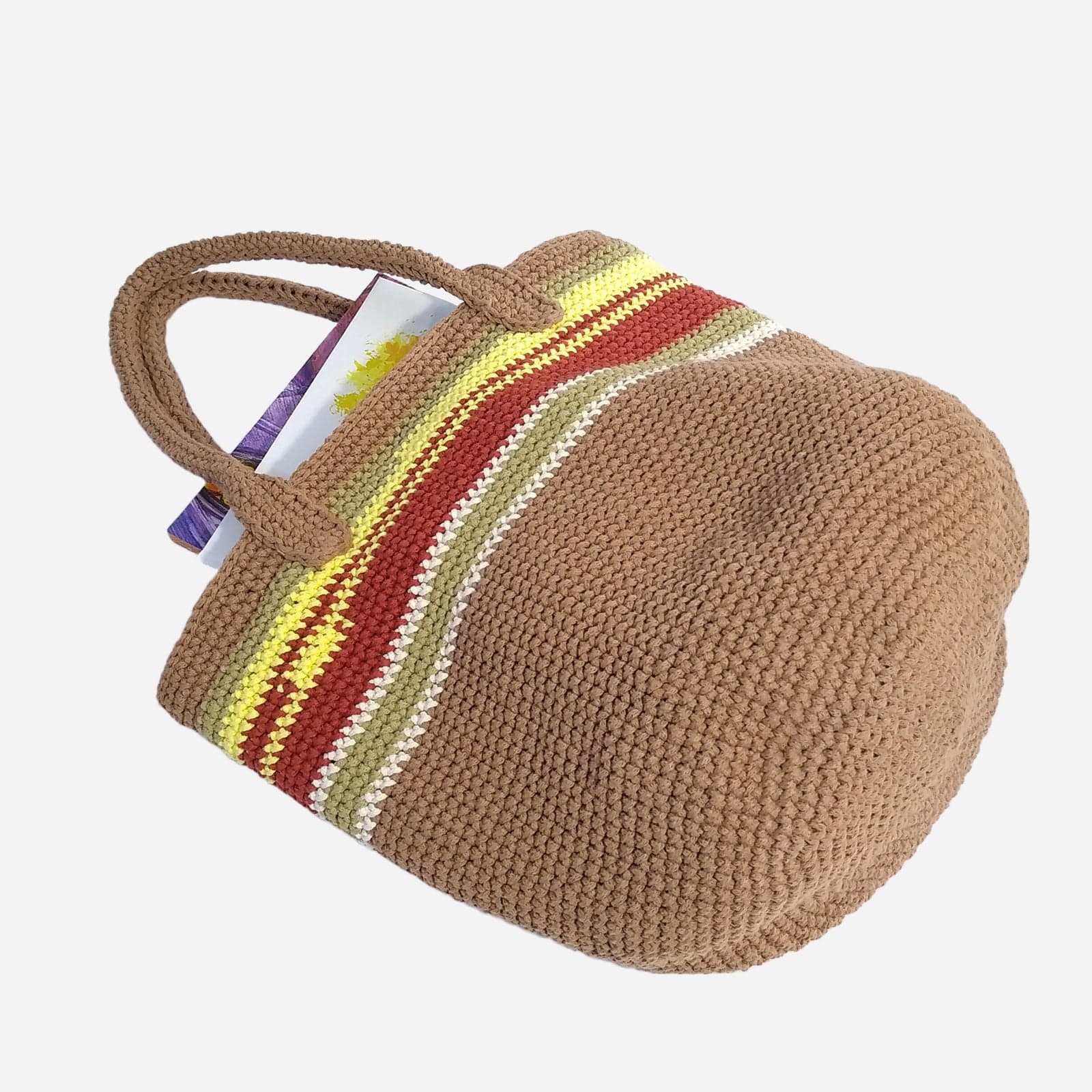 BROWN WOVEN TOTE BAG