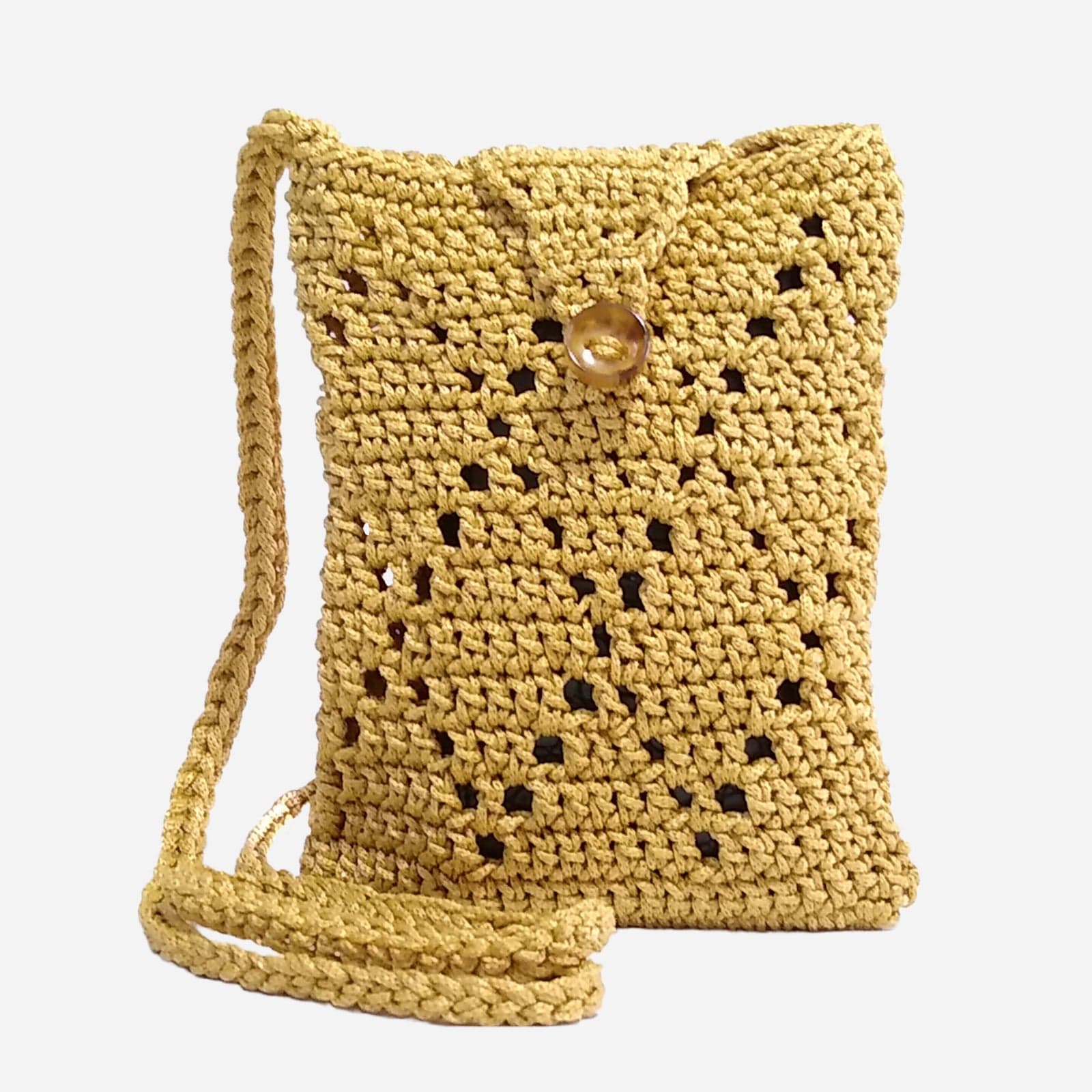 GOLD CROCHET CROSSBODY BAG