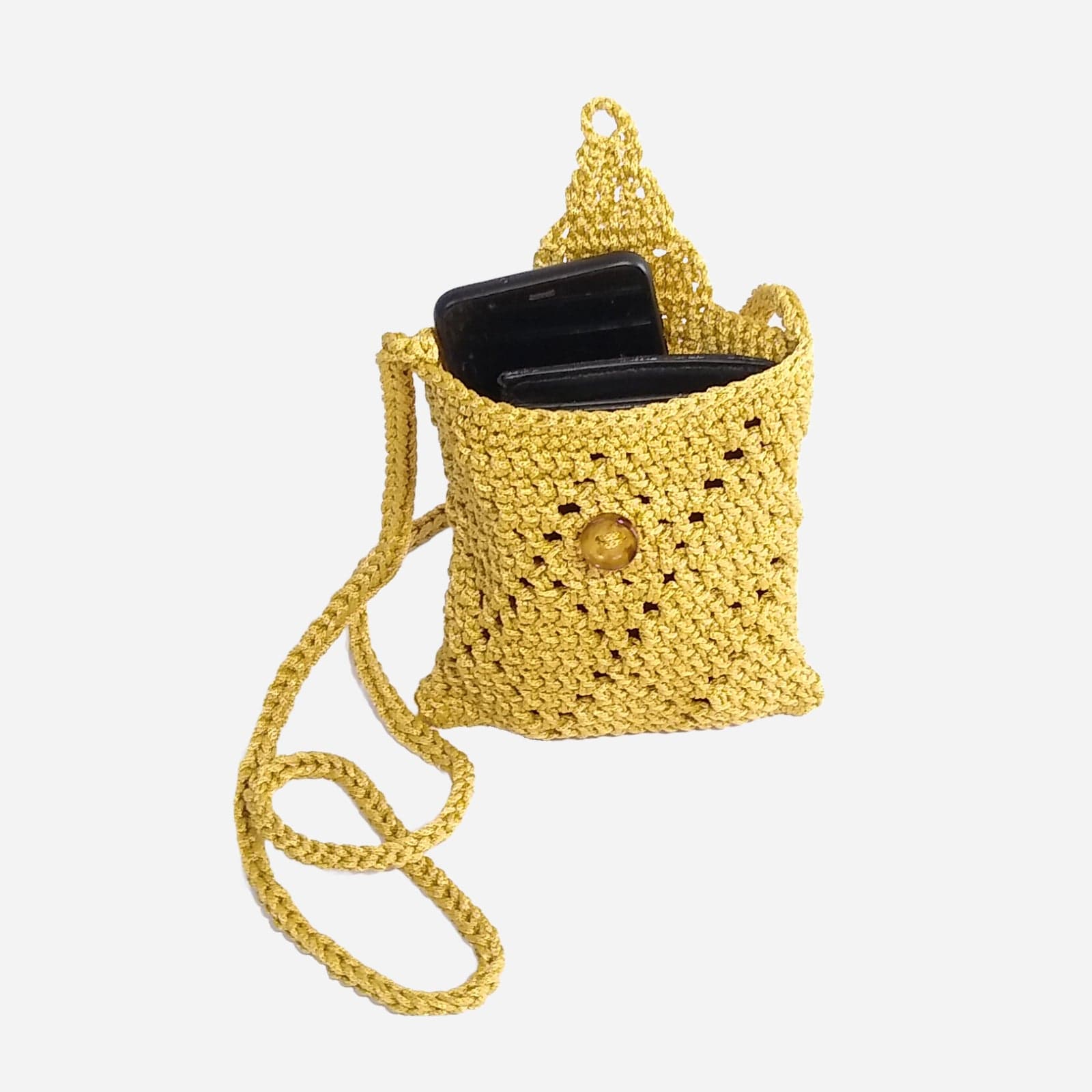 GOLD CROCHET CROSSBODY BAG
