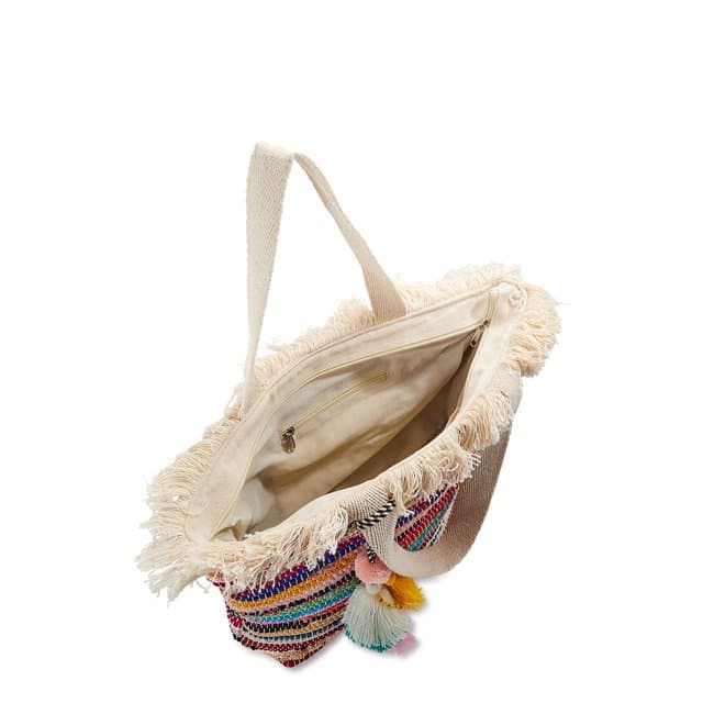 MULTI STRIPES COTTON WOVEN TOTE BAG