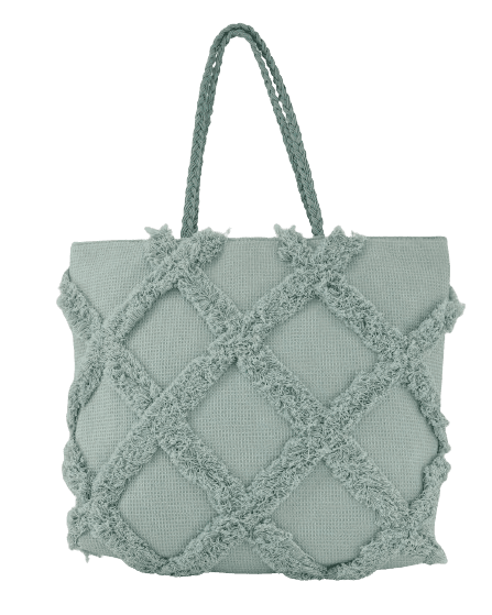 LIGHT BLUE DIAMOND DESIGN COTTON TOTE BAG