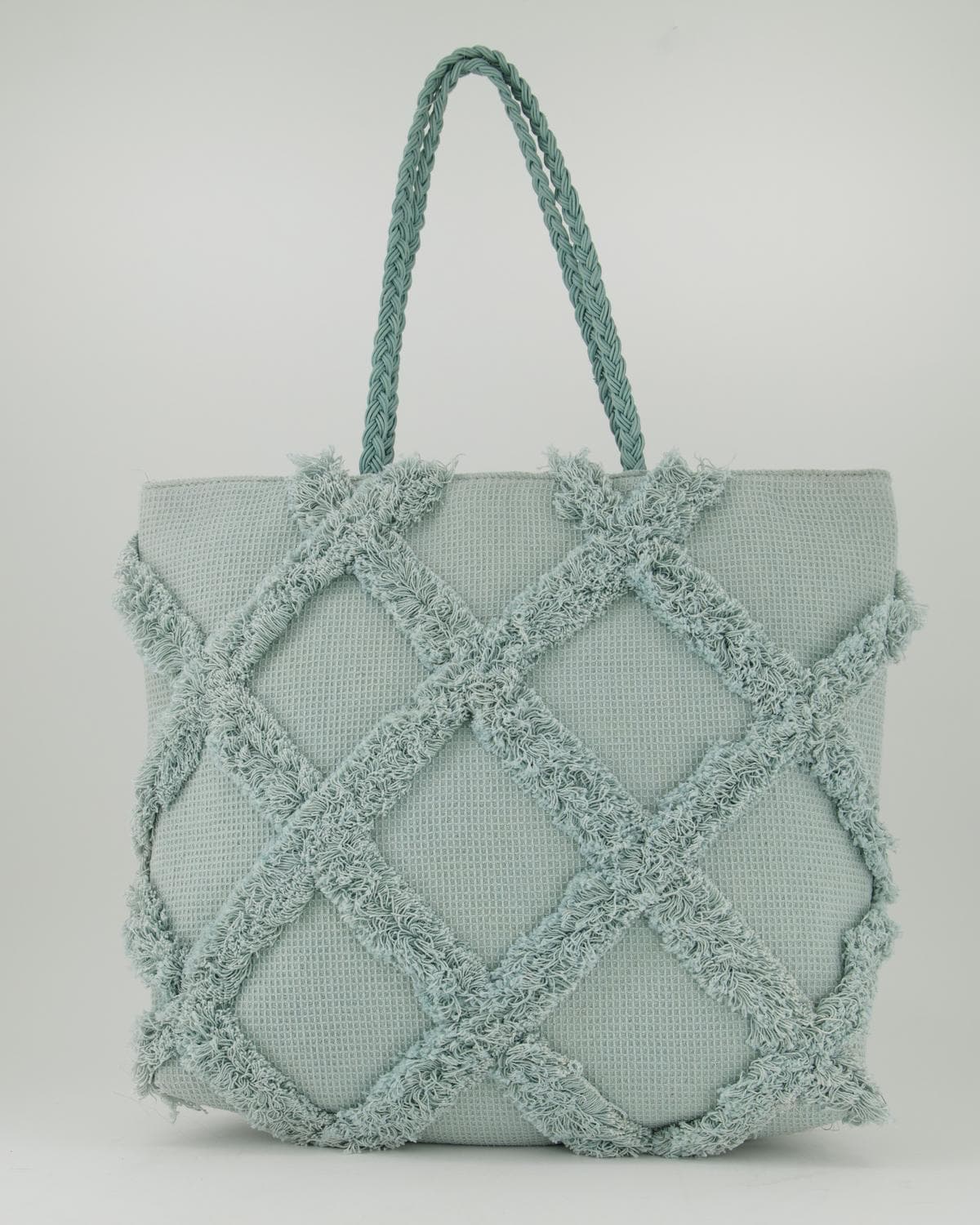 LIGHT BLUE DIAMOND DESIGN COTTON TOTE BAG