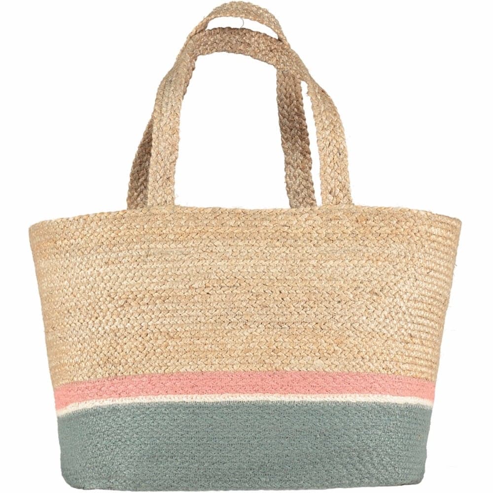 NATURAL GREY COTTON AND JUTE TOTE BAG