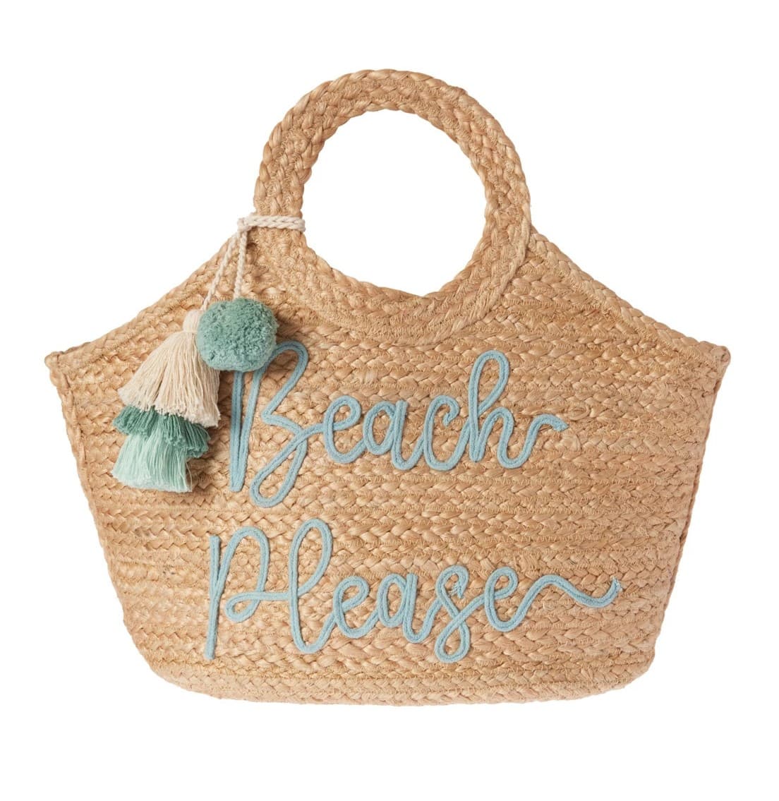 BEACH PLEASE JUTE TOTE BAG