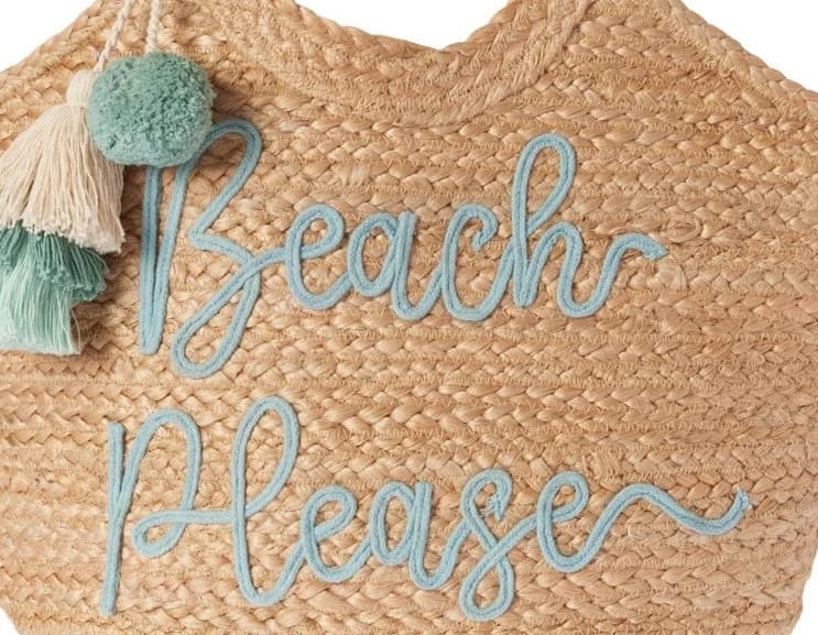 BEACH PLEASE JUTE TOTE BAG