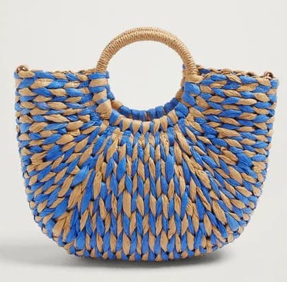BLUE STRAW HANDBAG