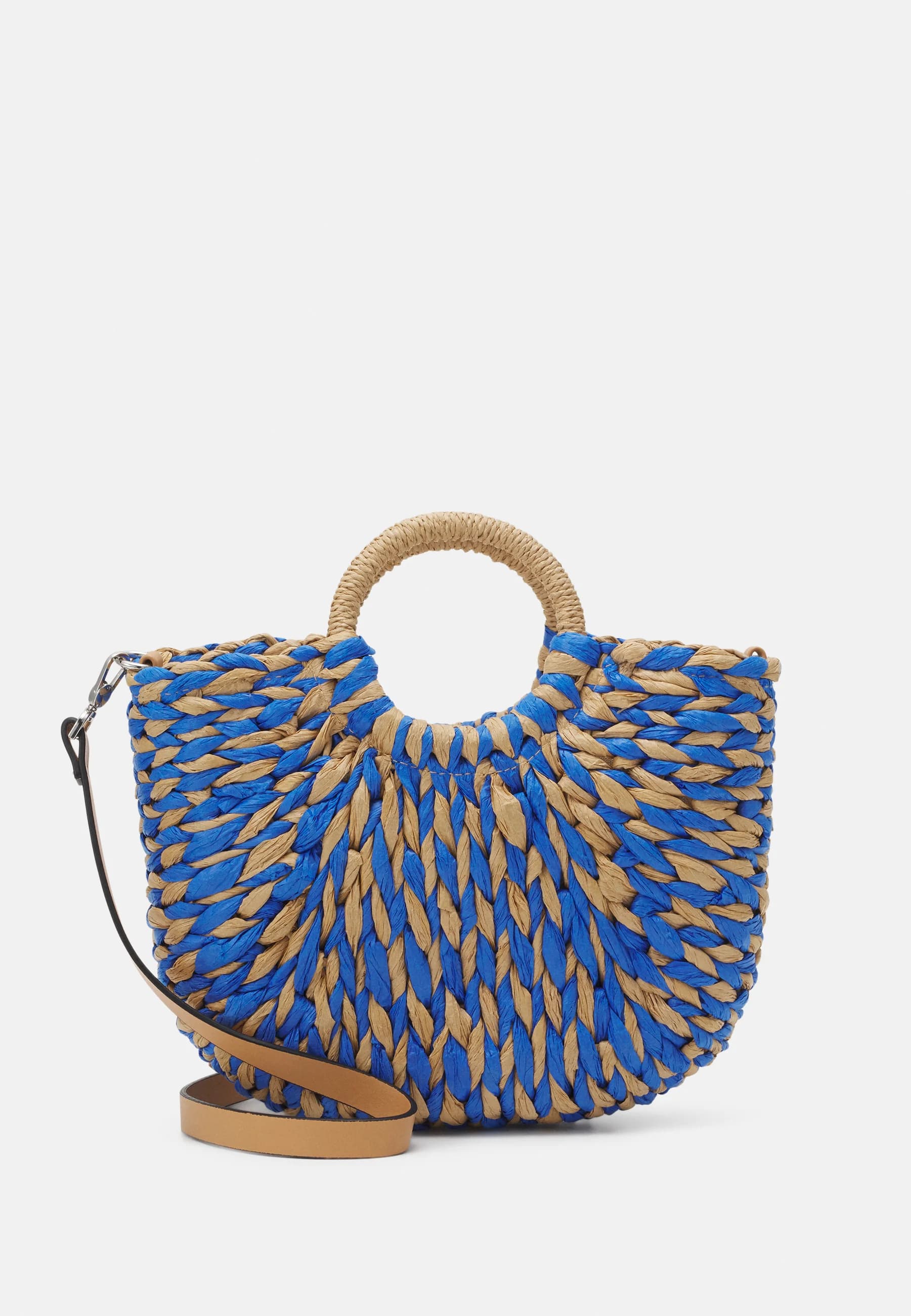 BLUE STRAW HANDBAG