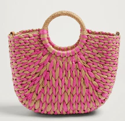 PINK STRAW HANDBAG