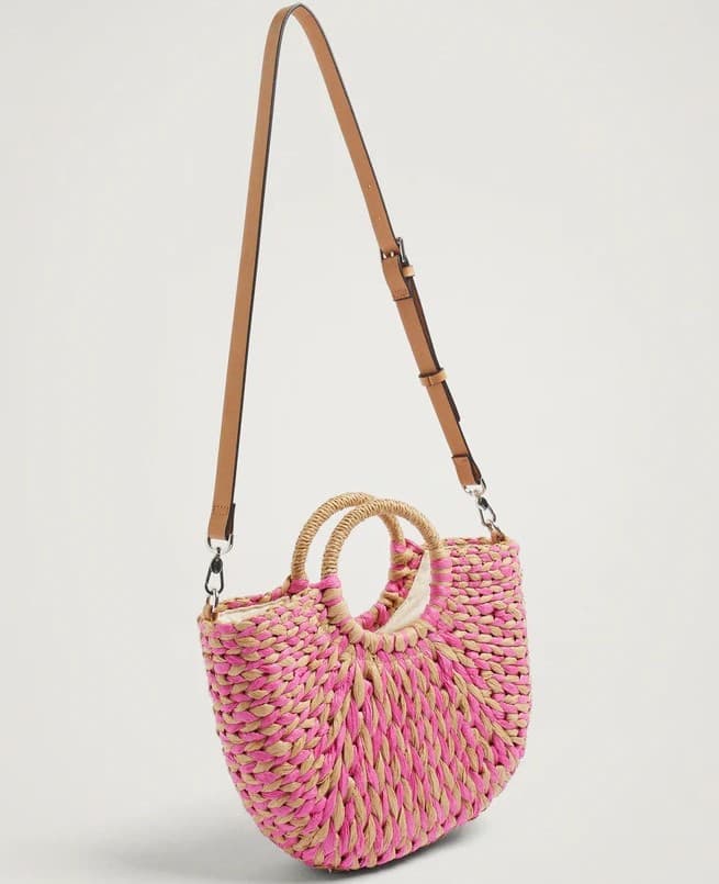 PINK STRAW HANDBAG