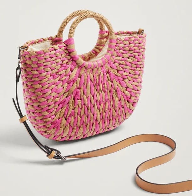 PINK STRAW HANDBAG