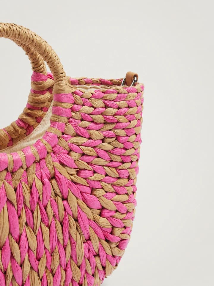 PINK STRAW HANDBAG