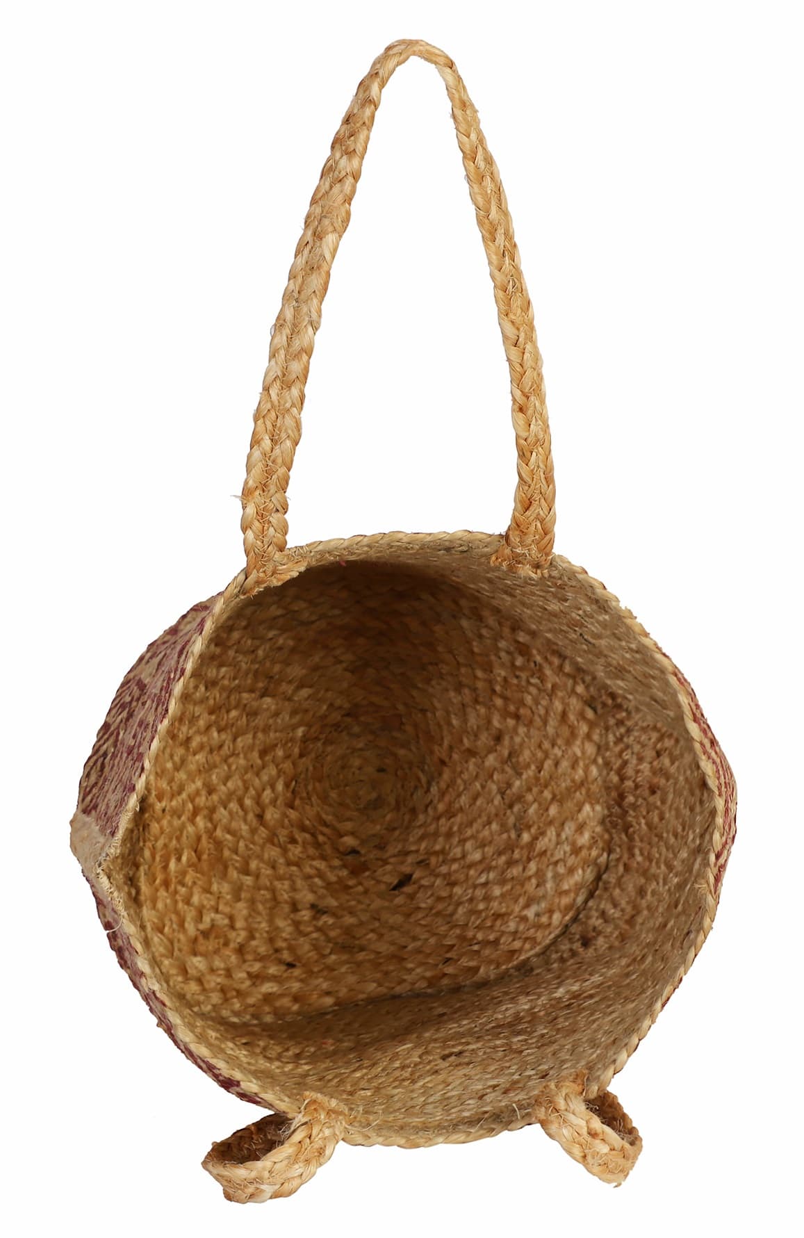 RED DIAMOND PRINT JUTE TOTE BAG
