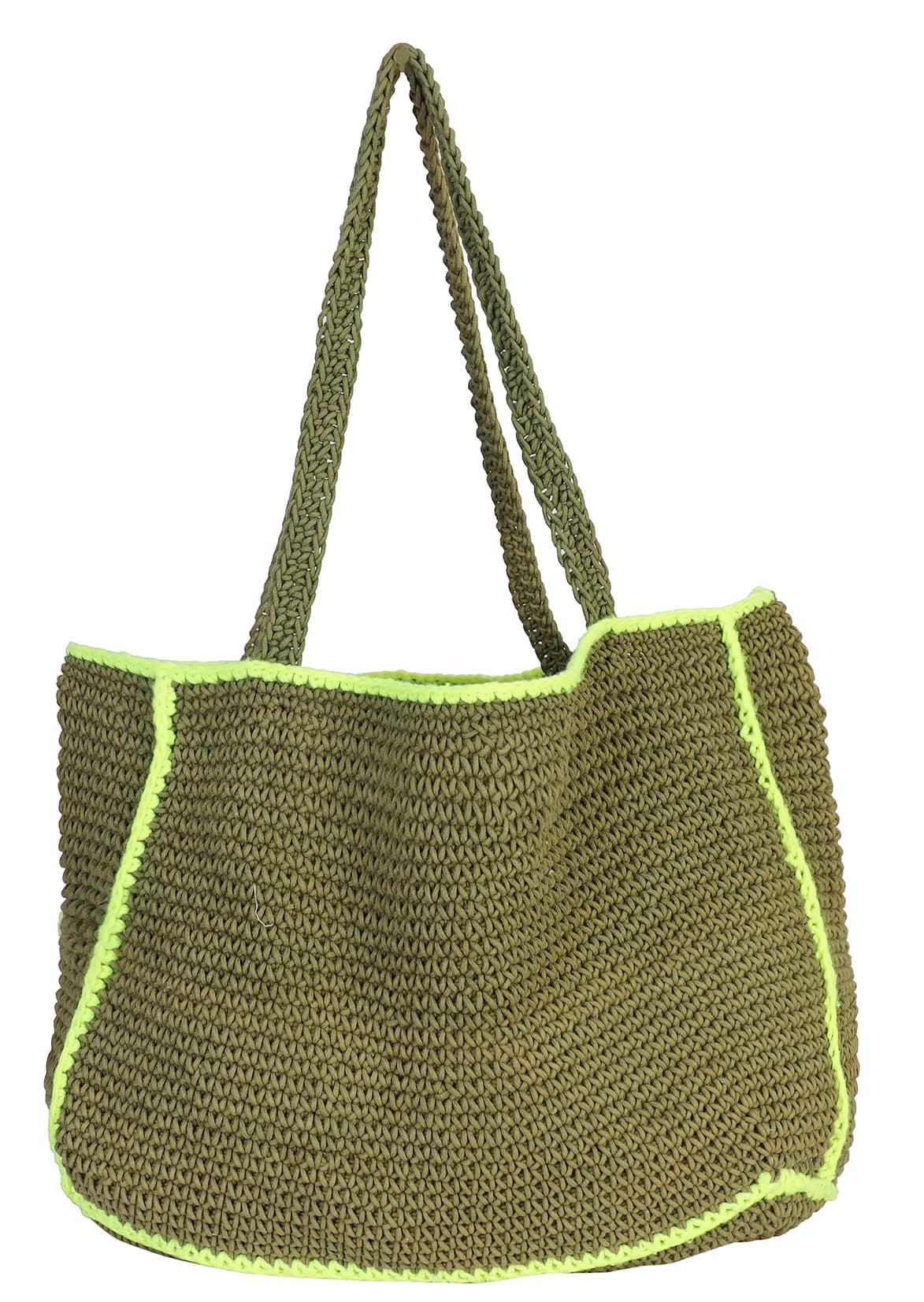 GREEN COTTON WOVEN TOTE BAG