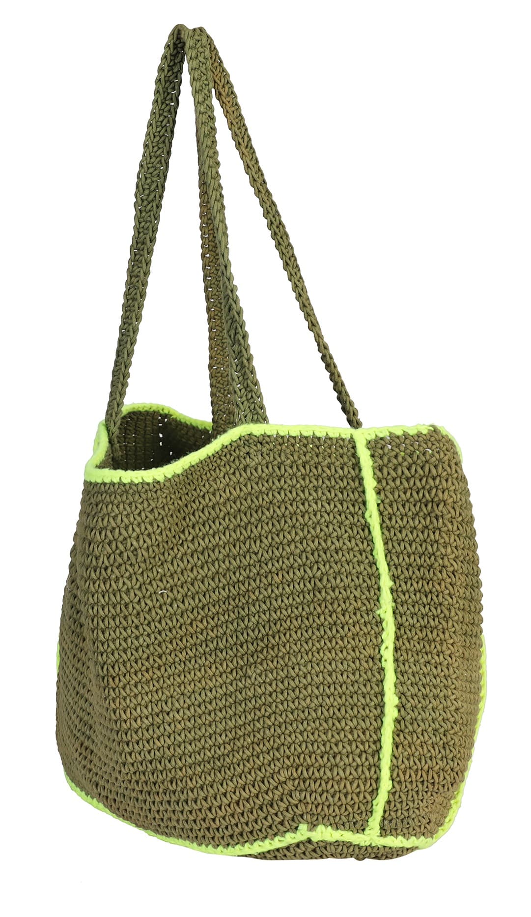 GREEN COTTON WOVEN TOTE BAG