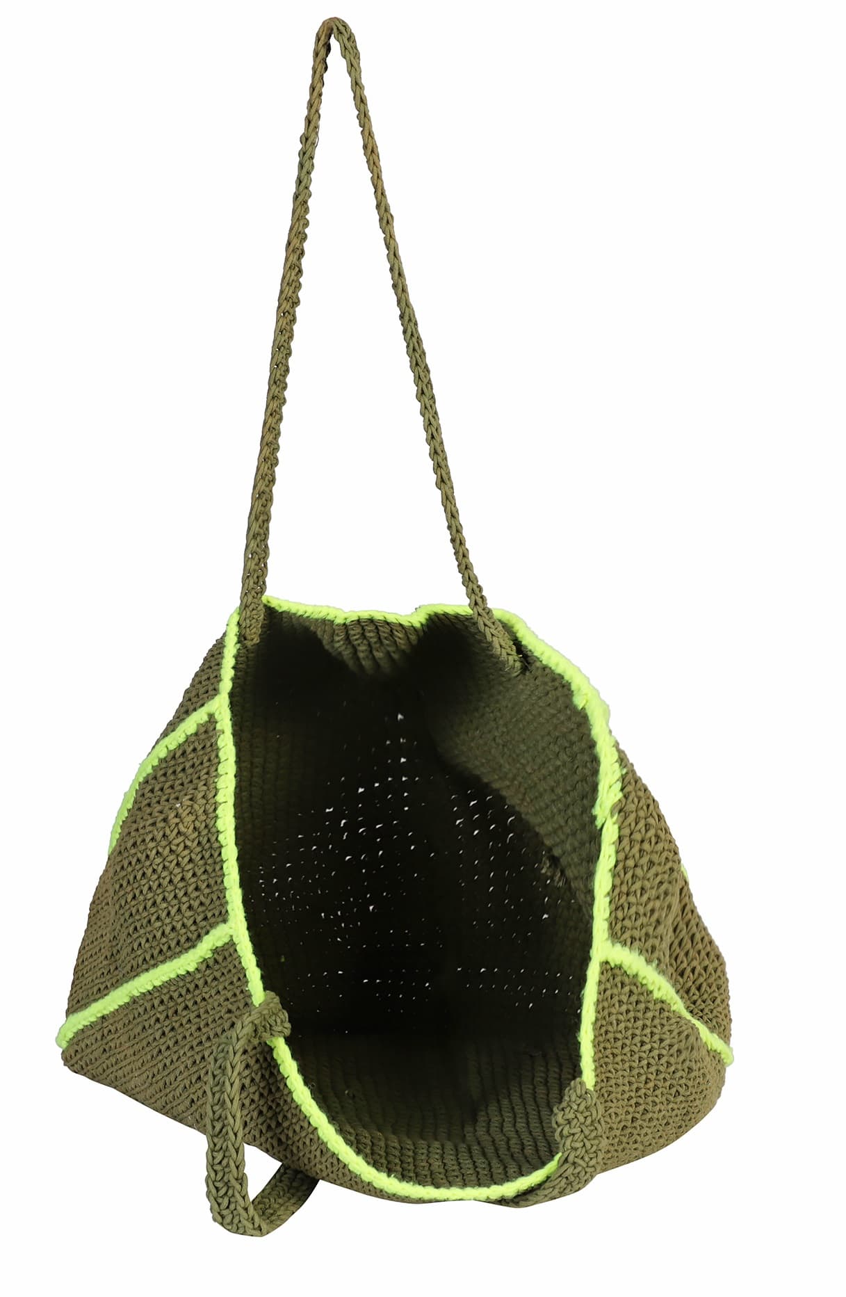 GREEN COTTON WOVEN TOTE BAG