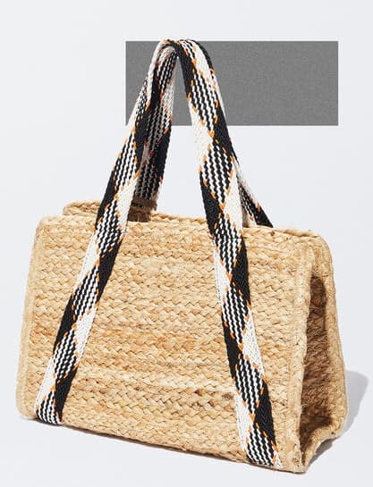 MINI JUTE HANDBAG WITH COTTON STRAP