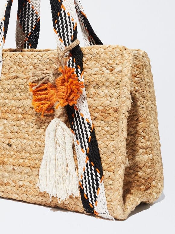 MINI JUTE HANDBAG WITH COTTON STRAP