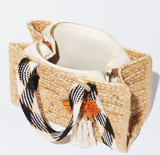 MINI JUTE HANDBAG WITH COTTON STRAP
