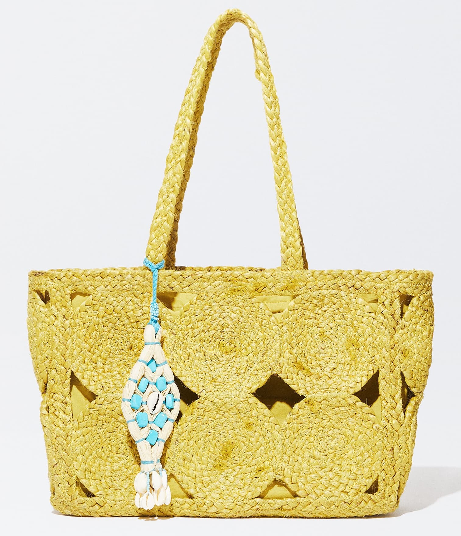 LEMON CIRCLE DESIGN JUTE TOTE BAG