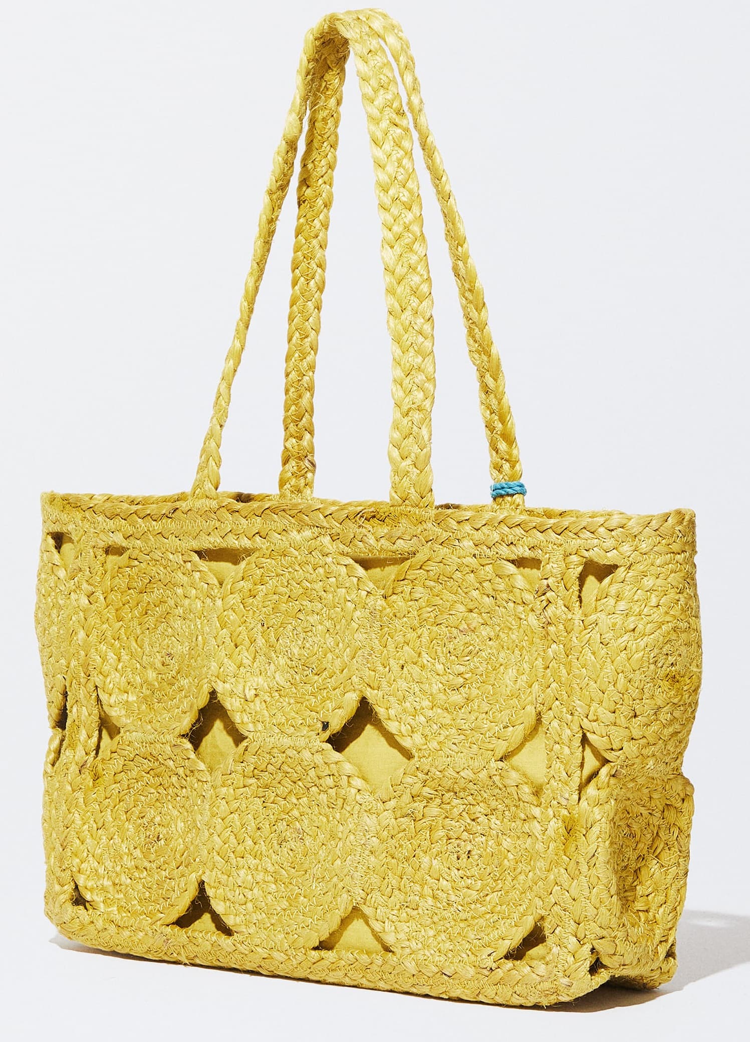 LEMON CIRCLE DESIGN JUTE TOTE BAG
