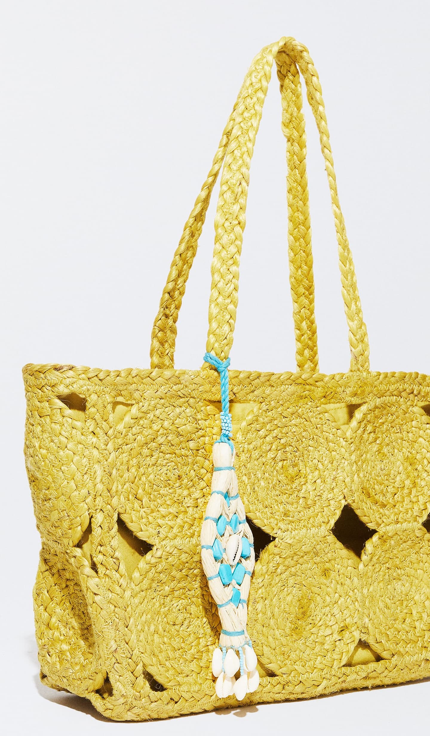 LEMON CIRCLE DESIGN JUTE TOTE BAG