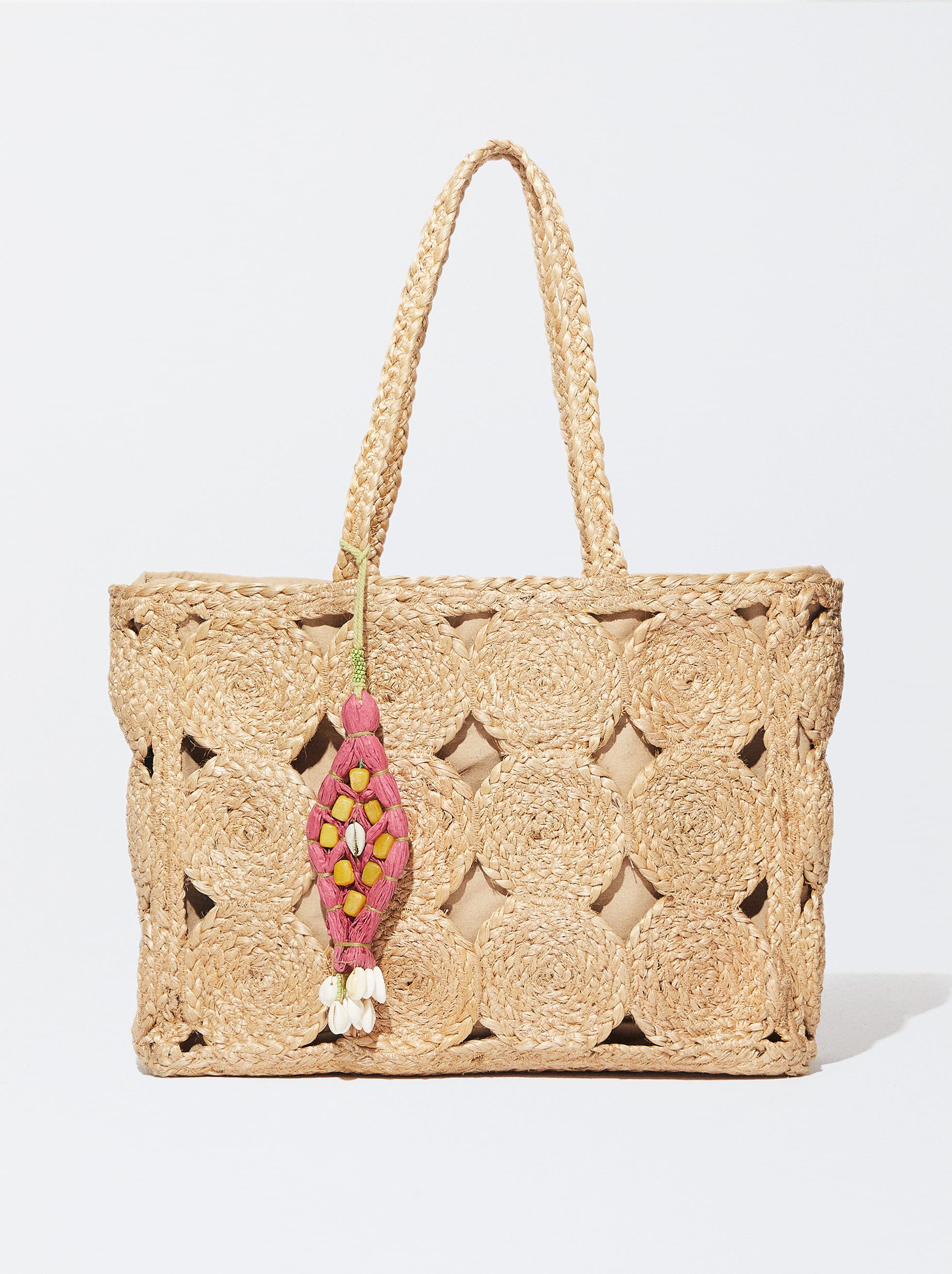 CIRCLE DESIGN JUTE TOTE BAG