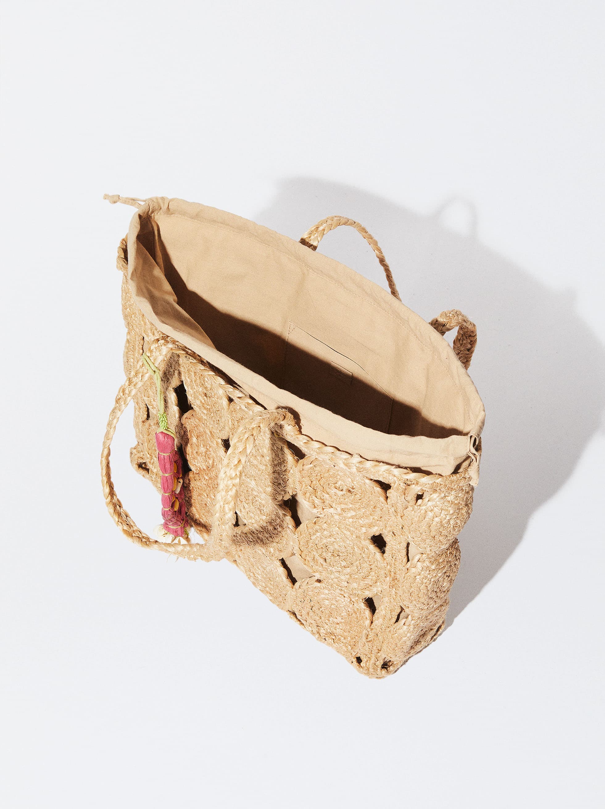 CIRCLE DESIGN JUTE TOTE BAG