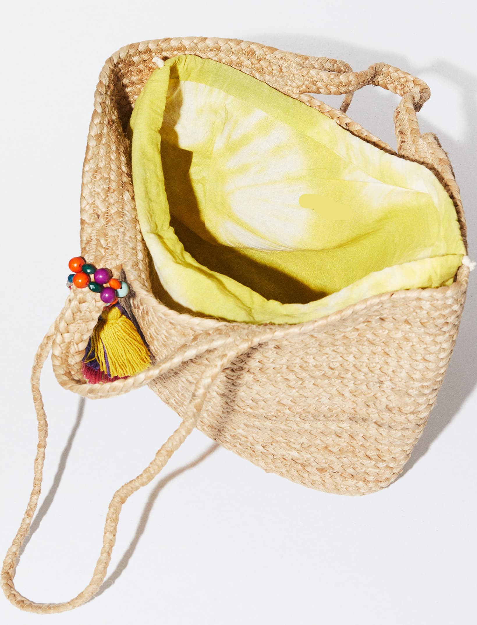 NATURAL JUTE SHOPPER BAG WITH MULTI TASSEL