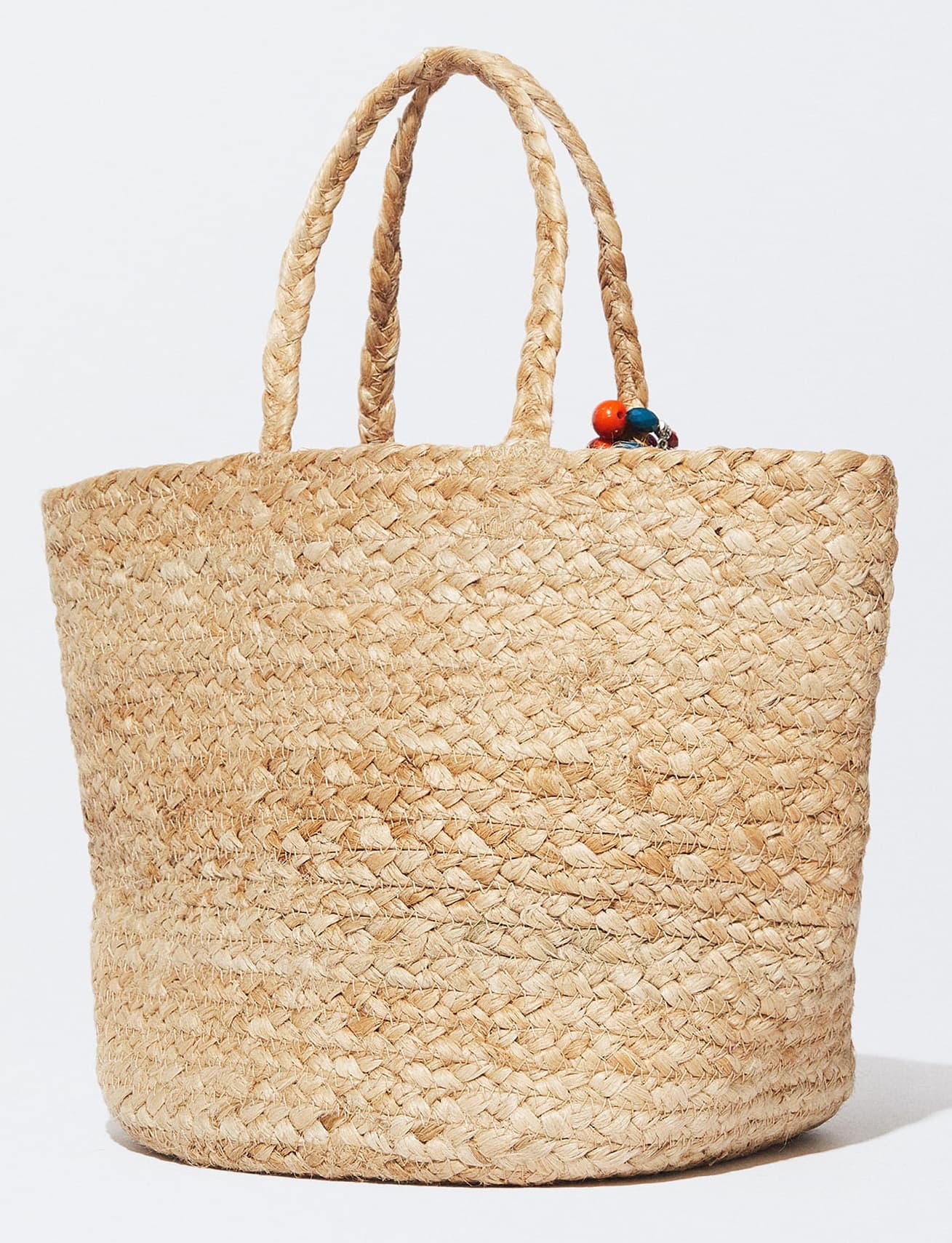 NATURAL JUTE TOTE BAG WITH MULTI TASSEL