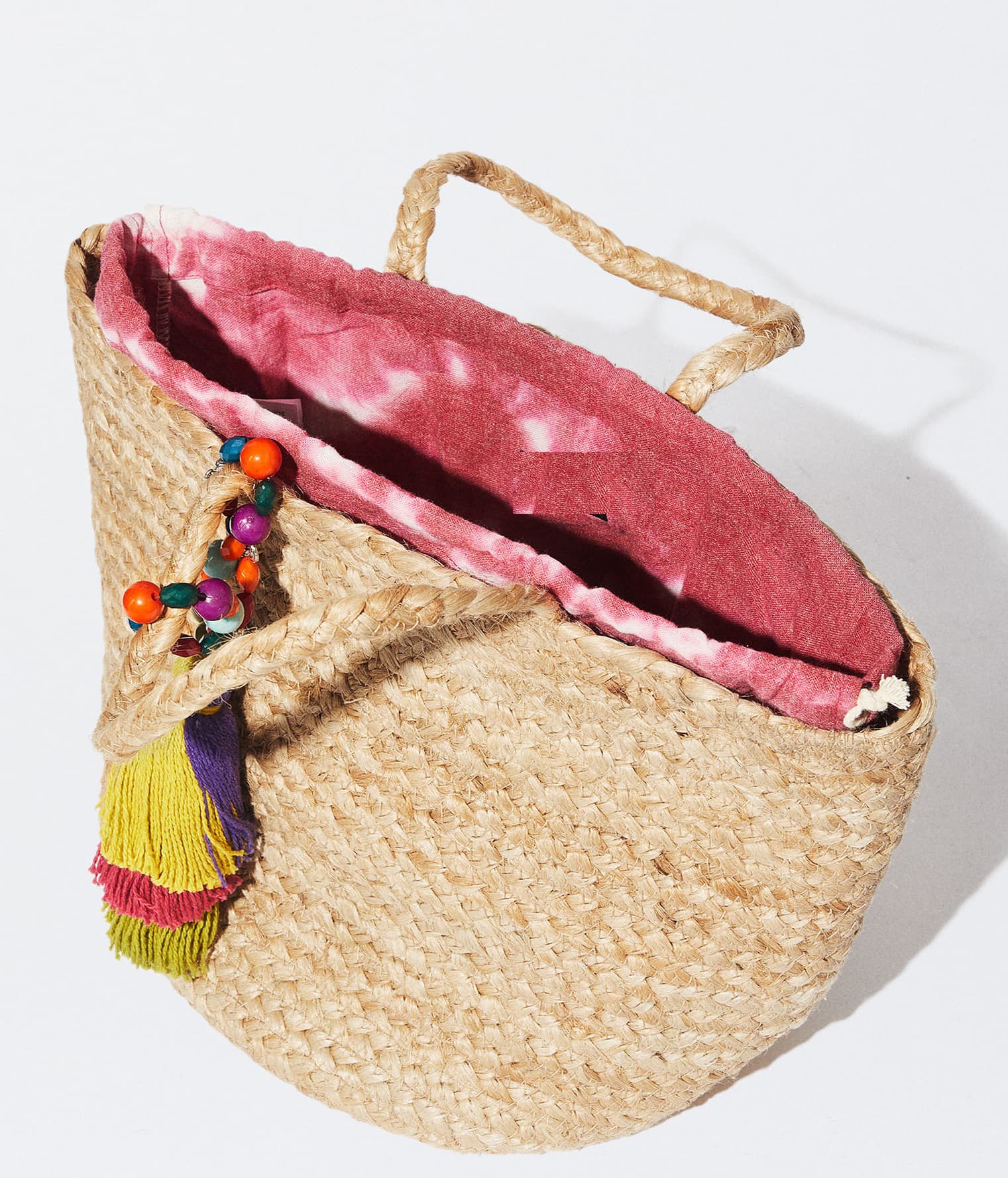 NATURAL JUTE TOTE BAG WITH MULTI TASSEL