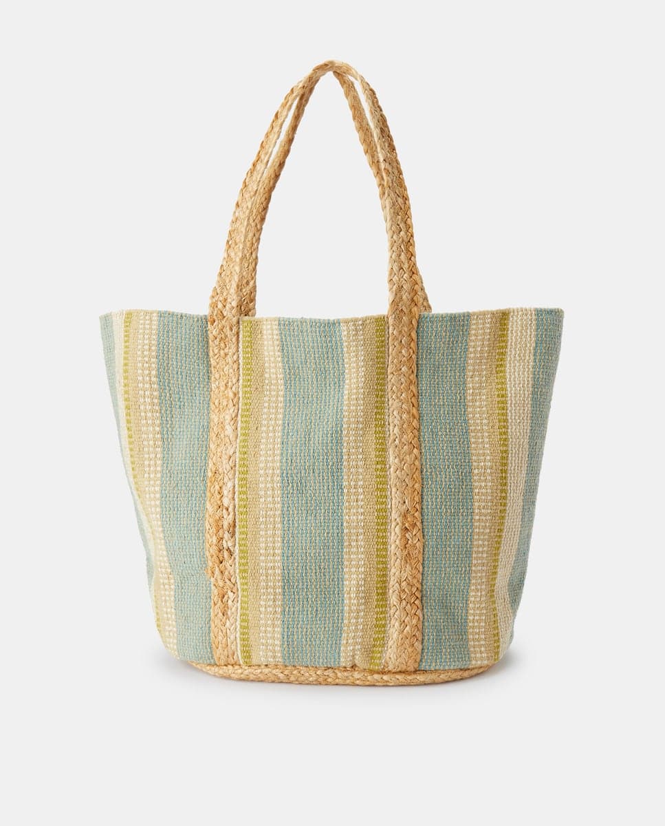 MULTI COTTON AND JUTE WOVEN TOTE BAG