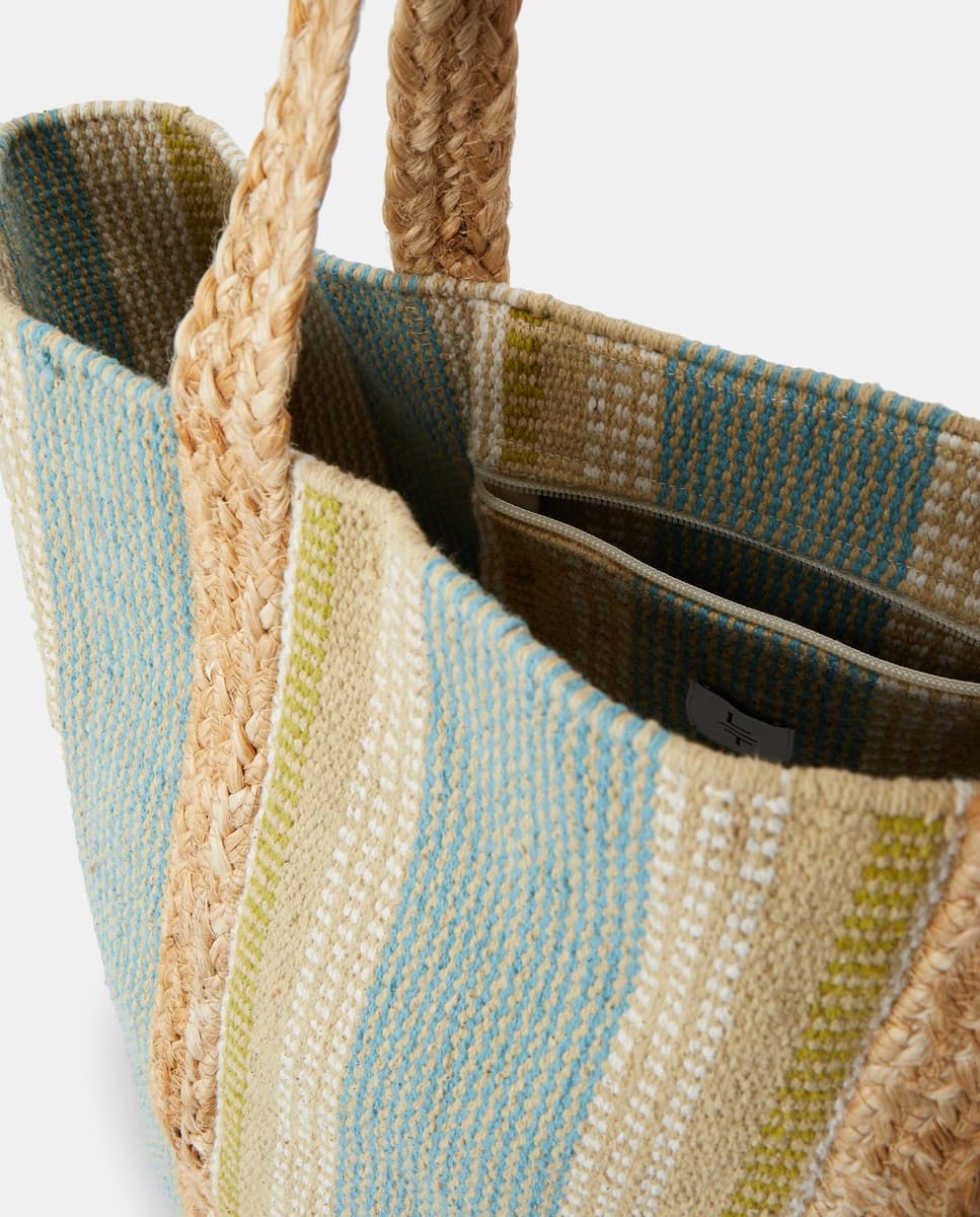 MULTI COTTON AND JUTE WOVEN TOTE BAG