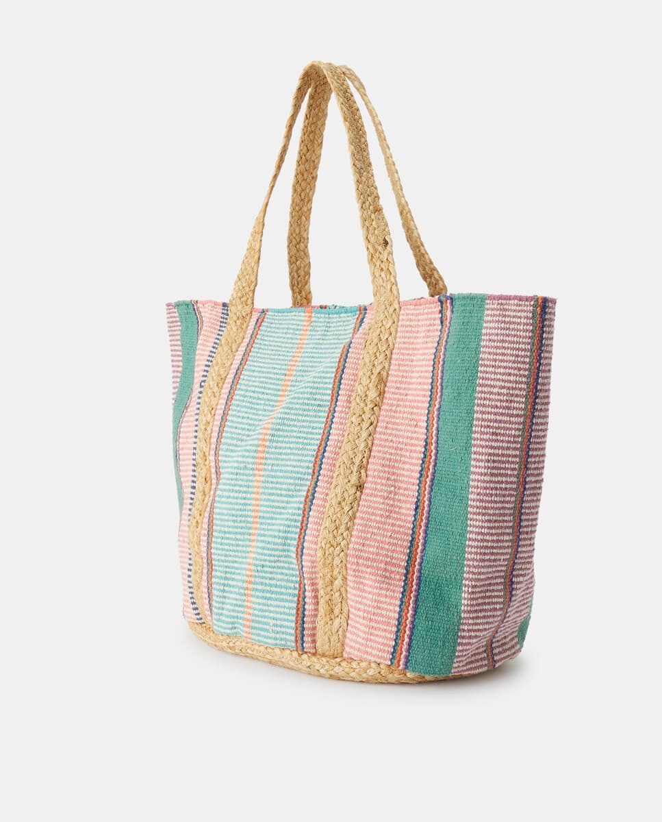 MULTI COTTON AND JUTE WOVEN TOTE BAG