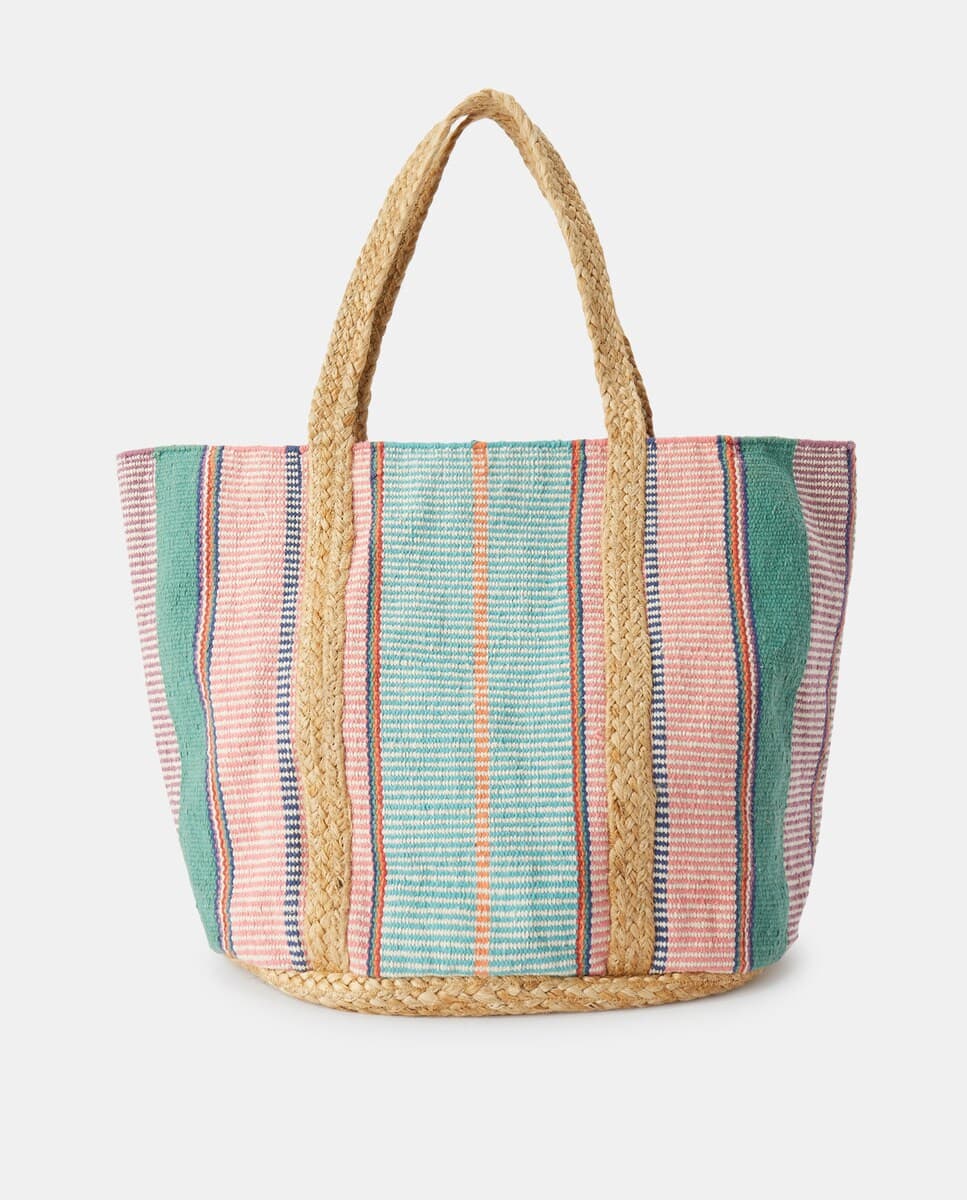 MULTI COTTON AND JUTE WOVEN TOTE BAG