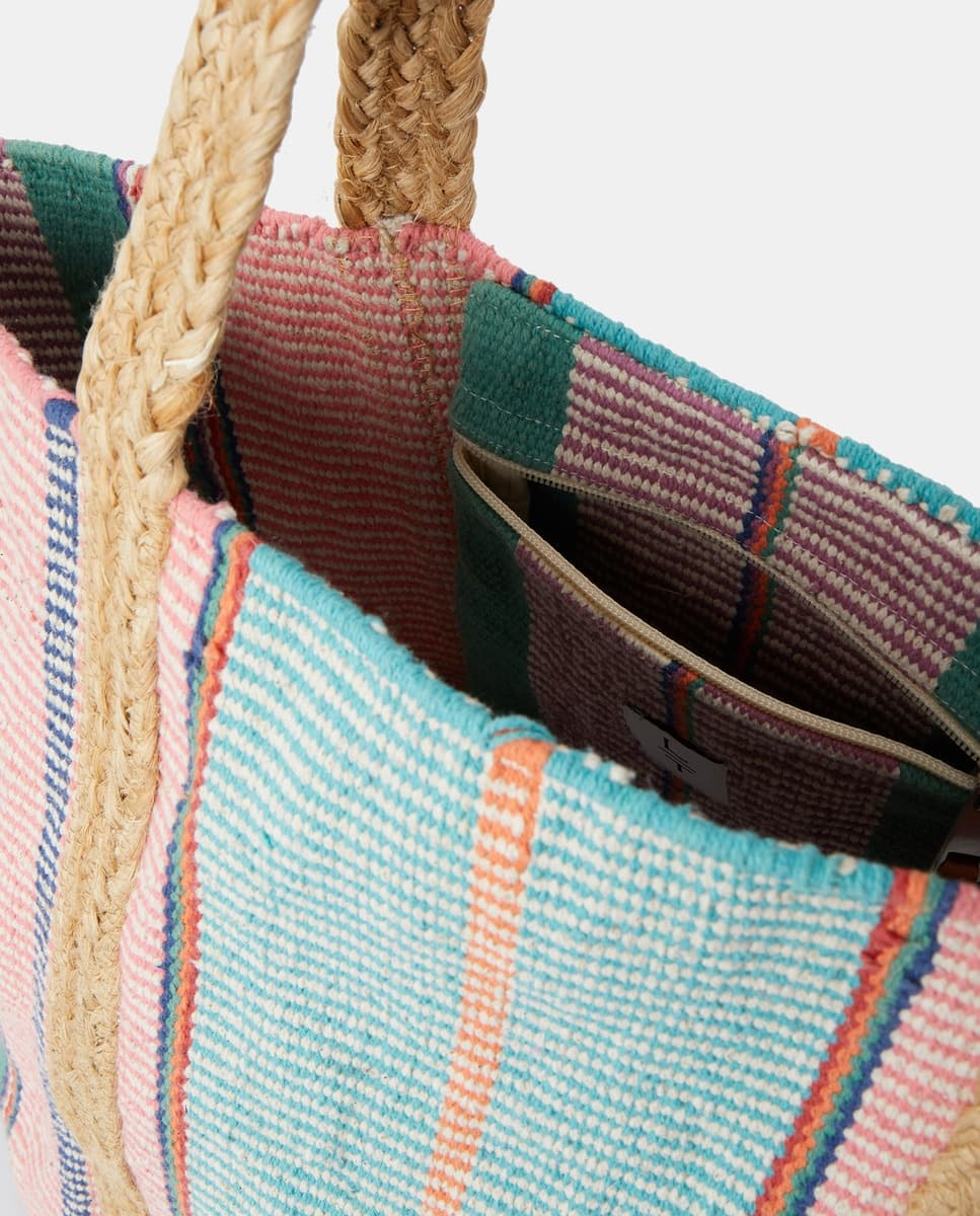 MULTI COTTON AND JUTE WOVEN TOTE BAG