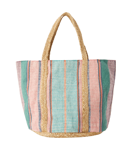 MULTI COTTON AND JUTE WOVEN TOTE BAG