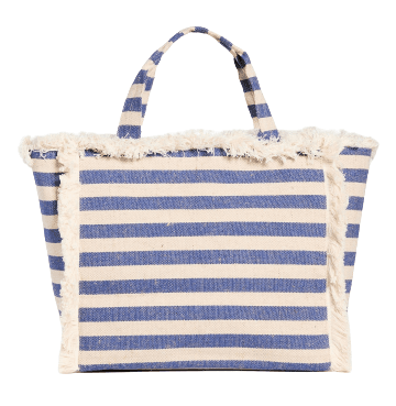 BLUE AND WHITE STRIPES COTTON TOTE BAG