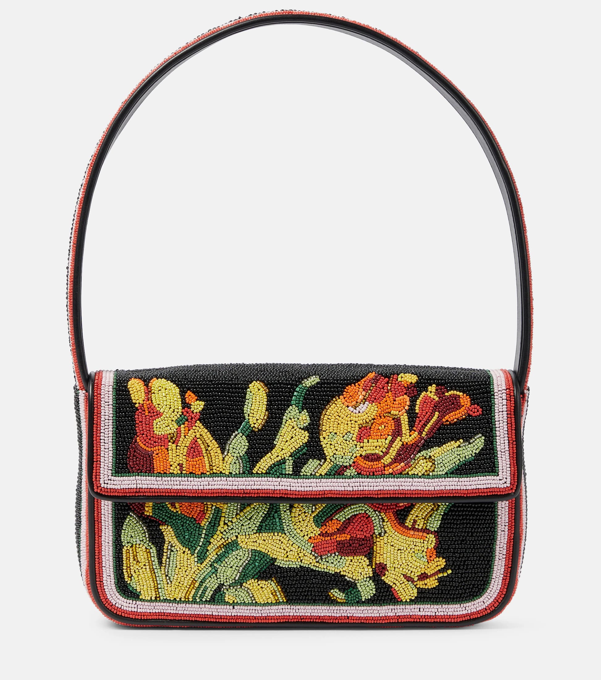 FLORAL DESIGN EMBELLISHED SHOULDER BAG