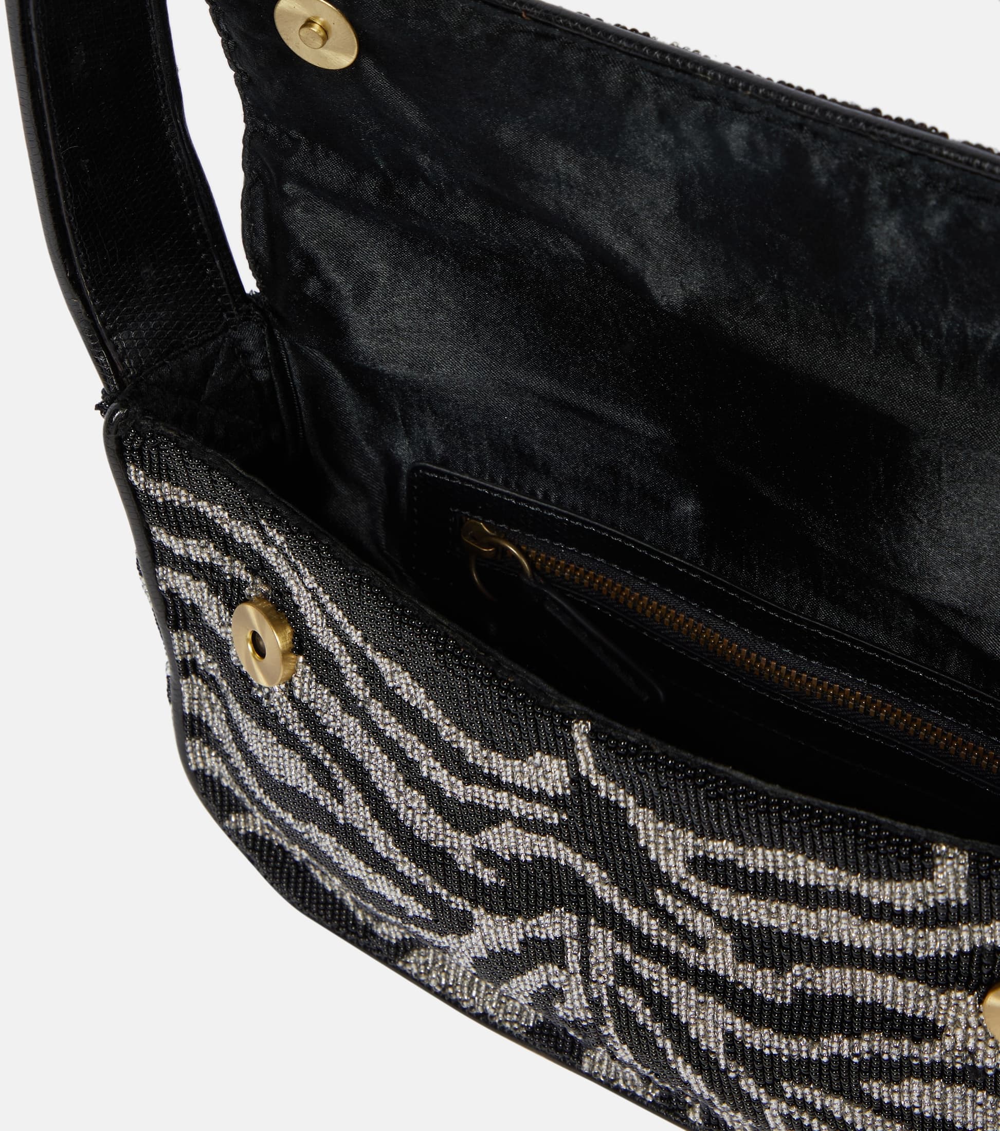 ZEBRA PATTERN EMBELLISHED SHOULDER BAG