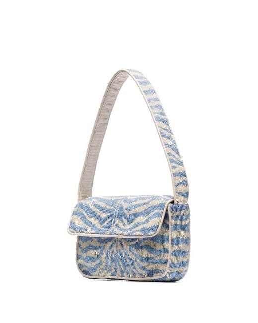 ZEBRA PATTERN EMBELLISHED SHOULDER BAG